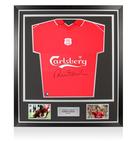 Framed Robbie Fowler Signed Liverpool Shirt: Home, 2000-01 - Premium