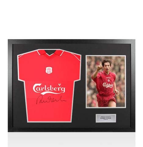 Framed Robbie Fowler Signed Liverpool Shirt: Home, 2000-01 - Panoramic