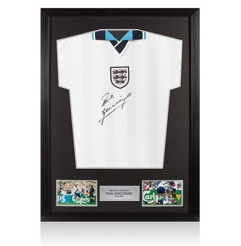 Framed Paul Gascoigne Signed England Shirt: Home, 1996-97