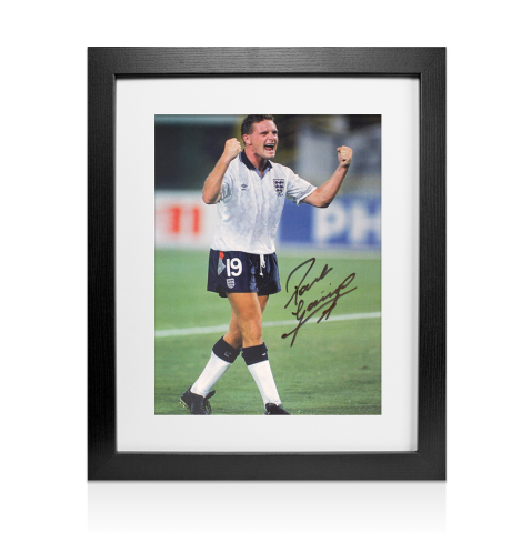Framed Paul Gascoigne Signed England Photo: 1990 World Cup Roar