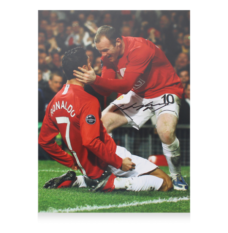Wayne Rooney Signed Manchester United Photo: Celebration with Cristiano Ronaldo