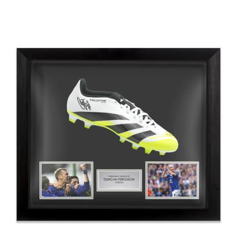 Framed Duncan Ferguson Signed Boot: Adidas - Bubble Framed