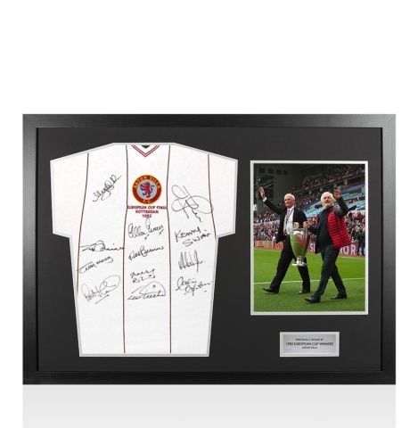 Framed Multi-Signed Aston Villa European Cup Final Shirt 1982-83 - Panoramic