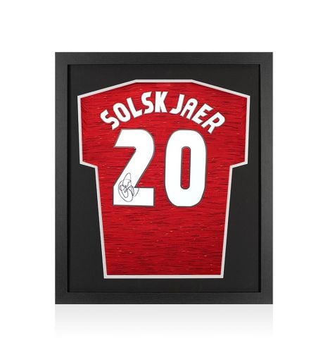 Framed Ole Gunnar Solskjaer Back Signed Manchester United 2021-22 Home Shirt - Compact