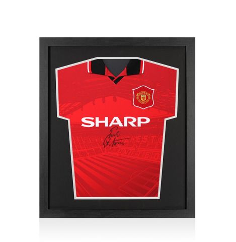 Framed Eric Cantona Front Signed Manchester United 1996 Home Shirt - Compact