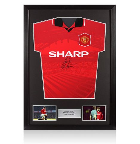 Framed Eric Cantona Front Signed Manchester United 1996 Home Shirt