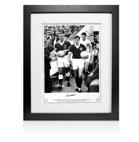 Framed Eric Caldow Signed Scotland Photo - Wales vs Scotland 1962
