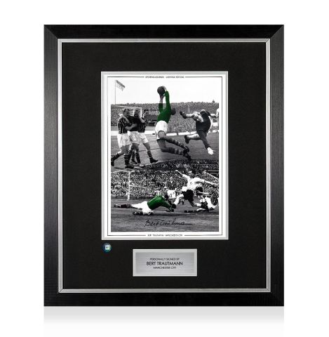 Premium Framed Bert Trautmann Signed Manchester City Photo - Montage