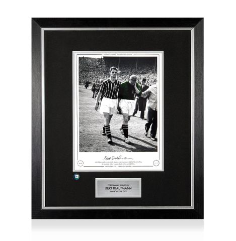 Premium Framed Bert Trautmann Signed Manchester City Photo - 1956 FA Cup Winner