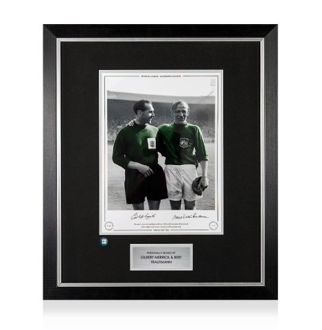 Premium Framed Gilbert Merrick & Bert Trautmann Signed - 1956 FA Cup Final