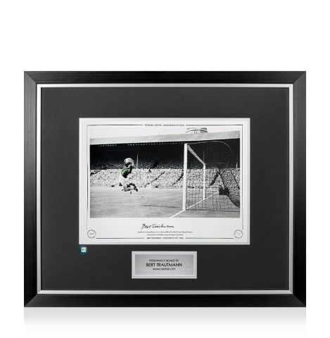 Premium Framed Bert Trautmann Signed Manchester City Photo - 1955