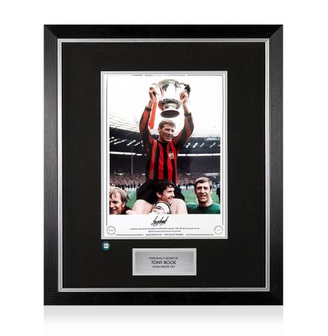 Premium Framed Tony Book Signed Manchester City Photo - 1969 FA Cup Winner Celebration