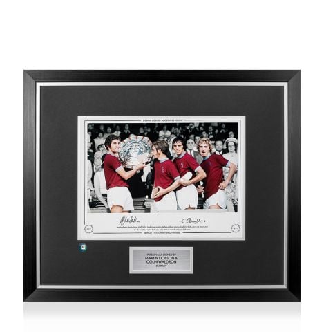 Premium Framed Martin Dobson & Colin Waldron Signed Burnley Photo - 1973 Charity Shield Winners