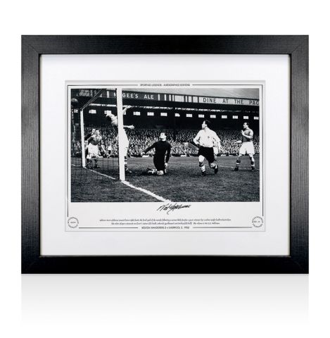 Framed Nat Lofthouse Signed Bolton Wanderers Photo - 1952  vs Liverpool 