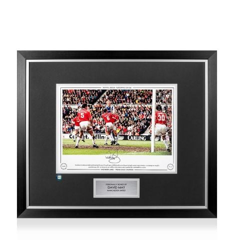 Premium Framed David May Signed Manchester United Photo - 1995-96 League Champions