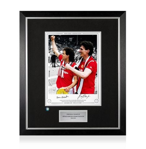 Premium Framed Arthur Albiston & Frank Stapleton Signed Manchester United Photo - 1985 FA Cup Winners