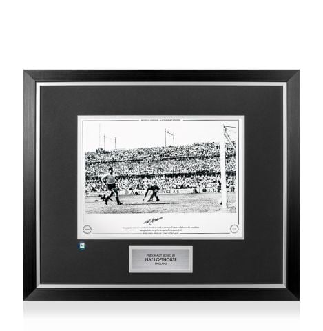 Premium Framed Nat Lofthouse Signed England Photo - 1954 World Cup