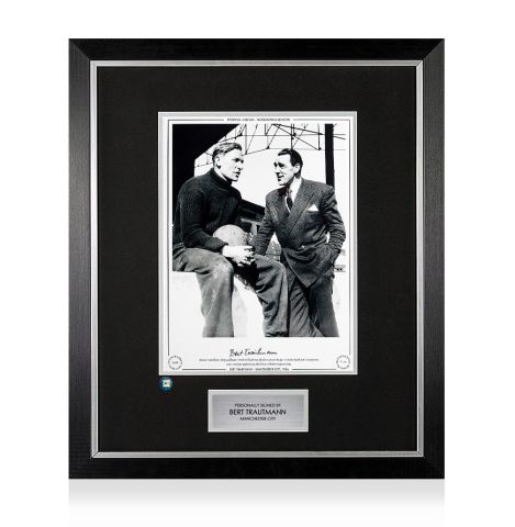 Premium Framed Bert Trautmann Signed Manchester City Photo - 1956