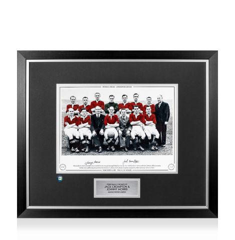 Premium Framed Jack Crompton & Johnny Morris Signed Manchester United Photo - 1948 FA Cup Winners