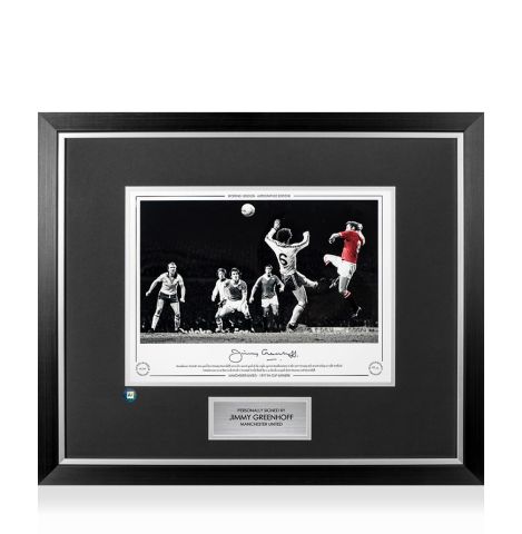 Premium Framed Jimmy Greenhoff Signed Manchester United Photo - 1977 FA Cup Final