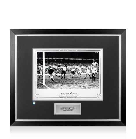 Premium Framed Bert Trautmann Signed Manchester City Photo - 1956
