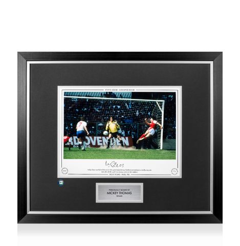 Premium Framed Mickey Thomas Signed Wales Photo - 1980