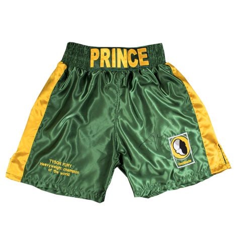Tyson Fury Signed Boxing Shorts - Prince, Green
