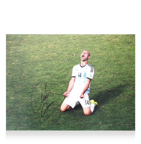 WAREHOUSE SECONDS Javier Mascherano Signed Argentina Photo: 2014 FIFA World Cup Celebration - Grade C
