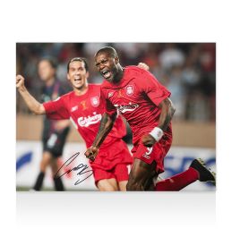 リバプール シセ(Djibril Cissé)直筆サイン入り 記念品 Djibril Cisse Signed Liverpool Photo - UEFA Super Cup Final Goal