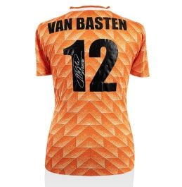  VAN BASTEN シャツ M 12 Marco Van Basten Signed Retro Holland Home Shirt - Number 12