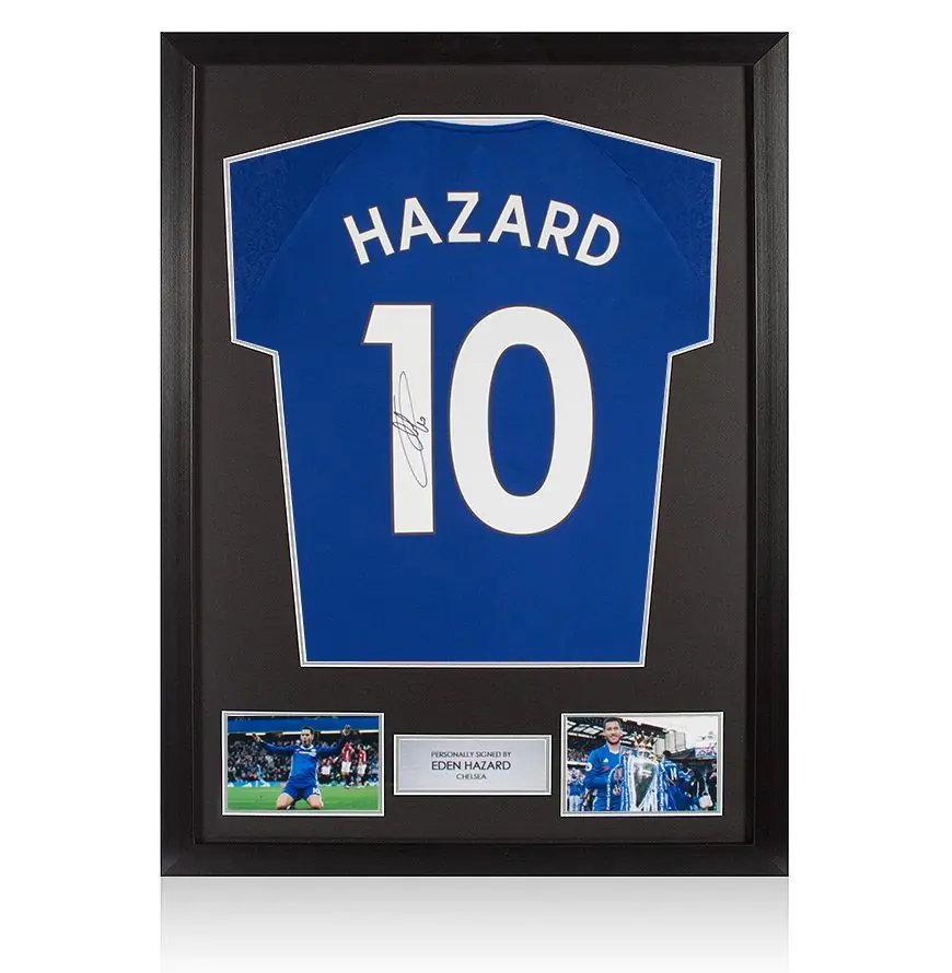 PRE-FRAMED Eden Hazard Signed Chelsea Training Jersey Shirt