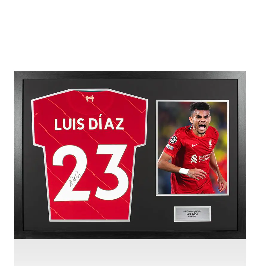 Framed Luis Diaz Signed Liverpool Shirt - 2021-22, Number 23