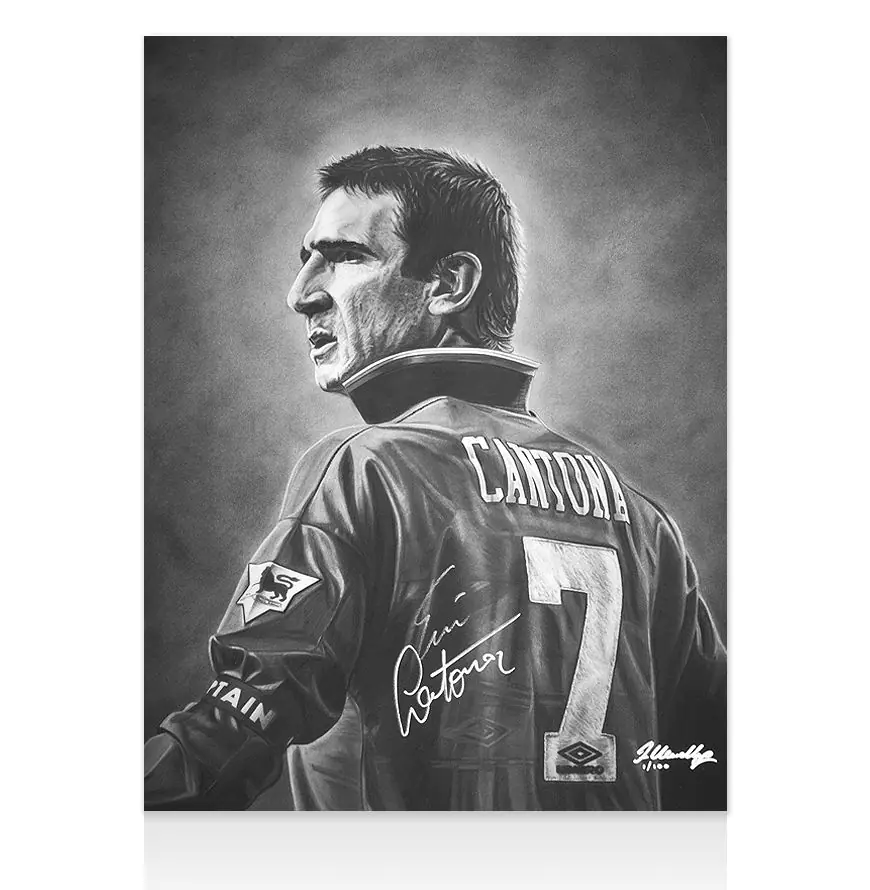 Eric Cantona Signed Artwork Print - Hand-Drawn Tribute - Genuine