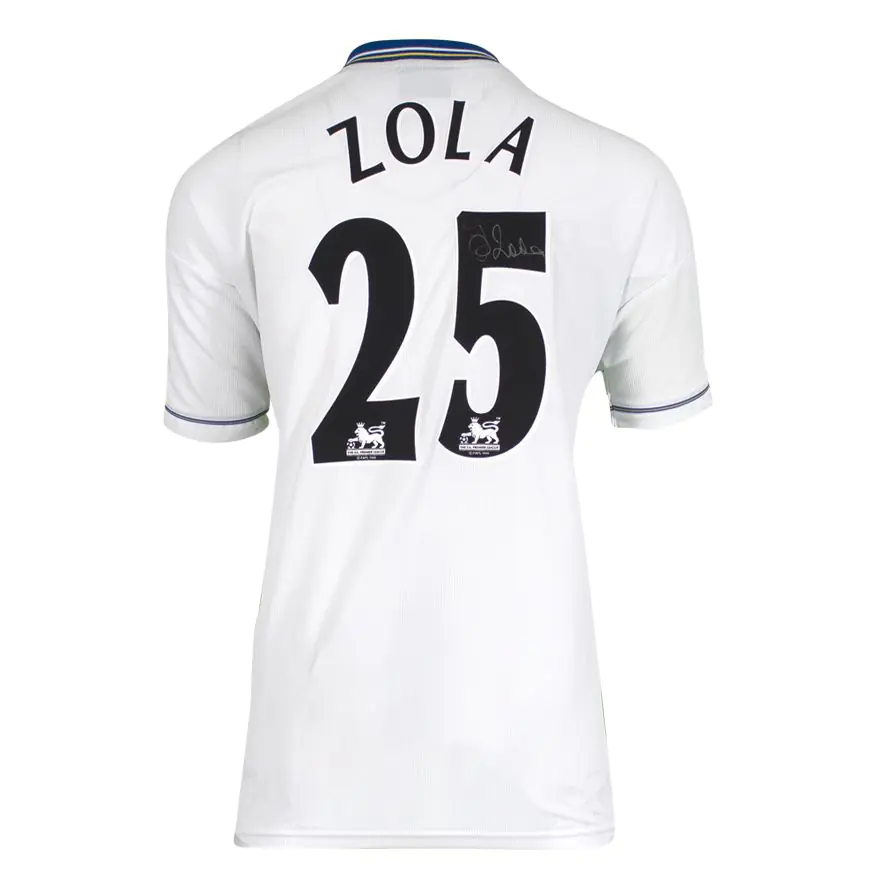 Gianfranco Zola Signed Chelsea Shirt - Umbro 1998-00 Away, White