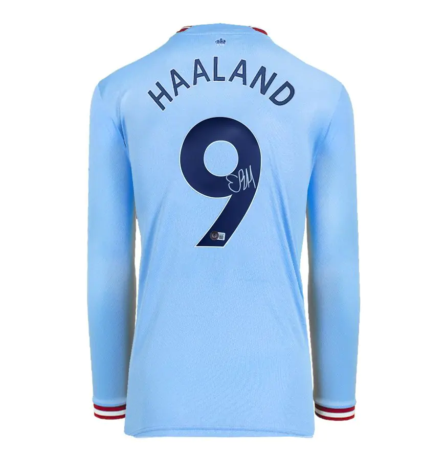 Erling Haaland Signed Manchester City Shirt - 2022-23, Number 9