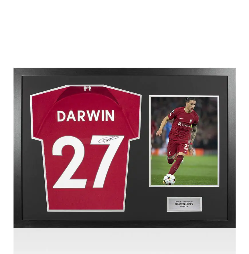 Framed Darwin Nunez Signed Liverpool Shirt - 2022-23, Home, Number