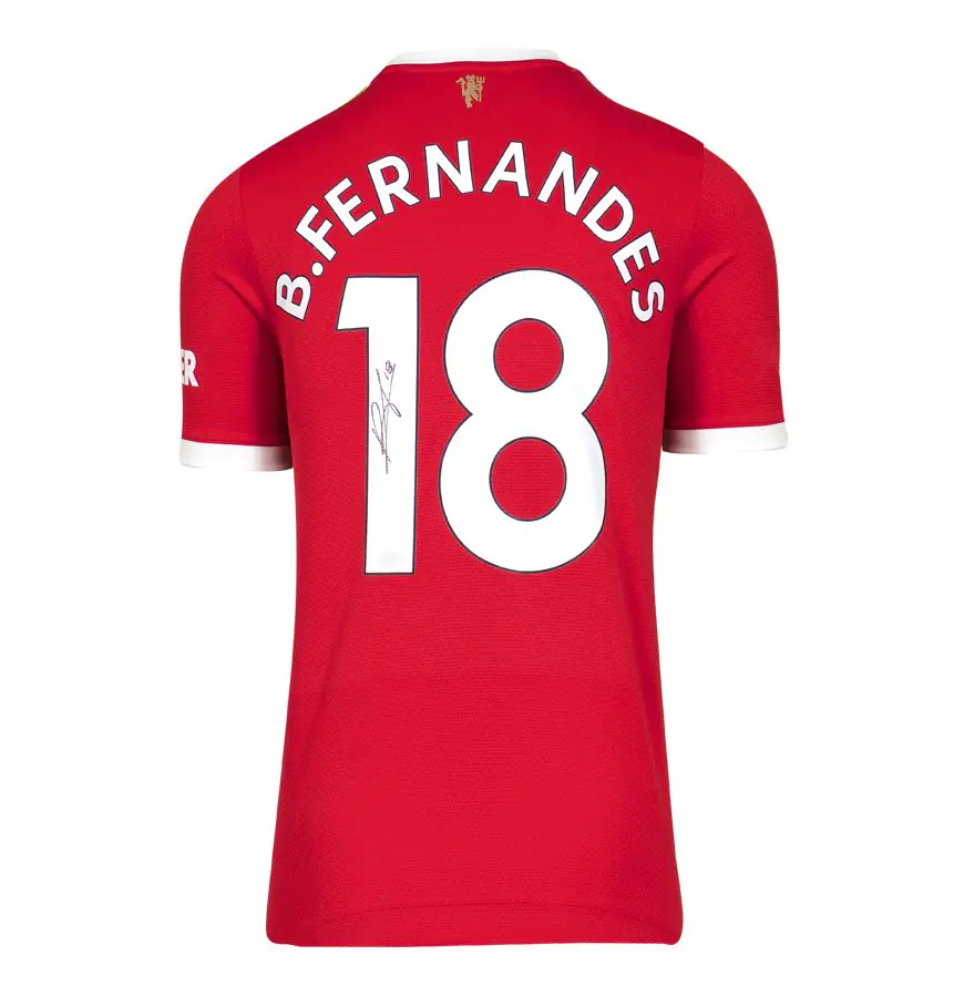 Bruno Fernandes Signed Manchester United Shirt - 2021-22, Number