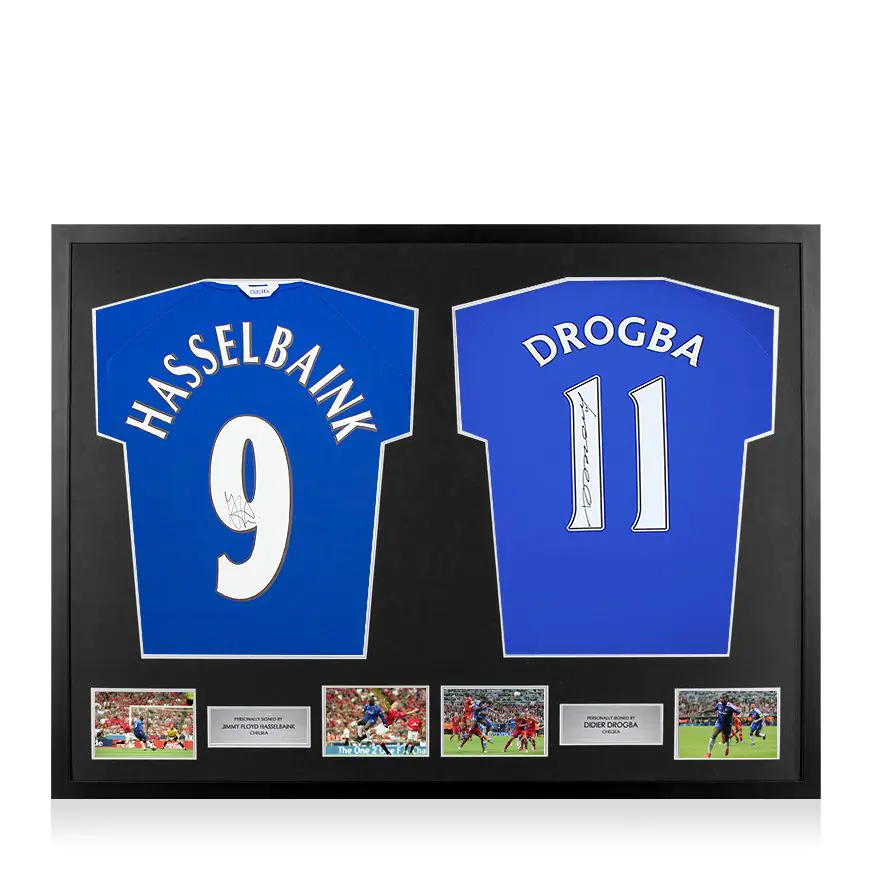 Framed Jimmy Floyd Hasselbaink & Didier Drogba Signed Chelsea