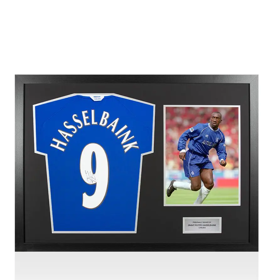 Framed Jimmy Floyd Hasselbaink Signed Chelsea Shirt - 1999-00
