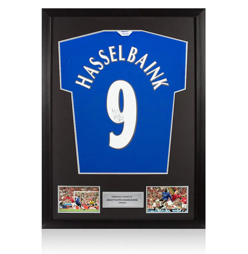 ウェア Chelsea #9 Hasselbaink Signed Framed Jimmy Floyd Hasselbaink Signed Chelsea Shirt - 1999-00