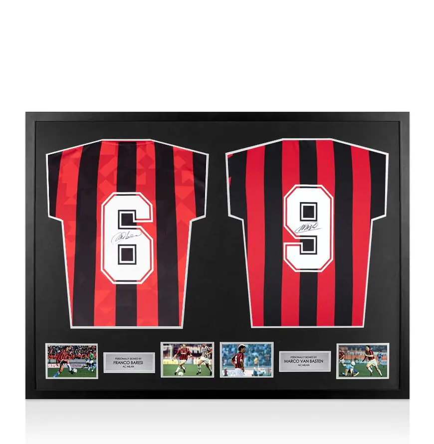 Framed Franco Baresi & Marco van Basten Signed AC Milan Shirts
