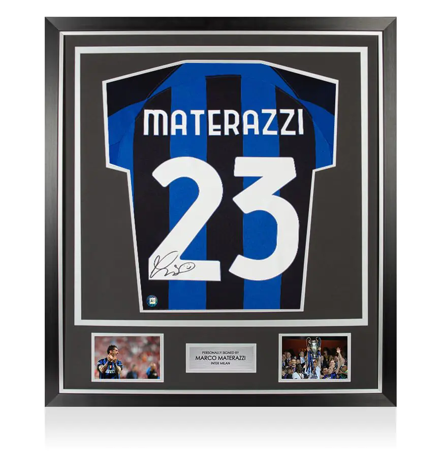 Framed Marco Materazzi Signed Inter Milan Shirt: 2022, 23 Home