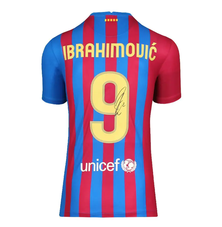 Zlatan Ibrahimovic Signed Barcelona Shirt: Home, 2021-22 - Genuine