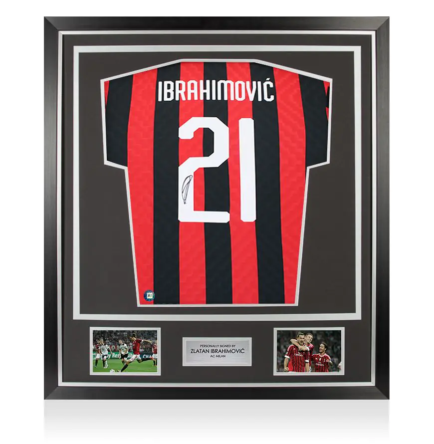 Framed Zlatan Ibrahimovic Signed AC Milan Shirt: Home, 1996-97