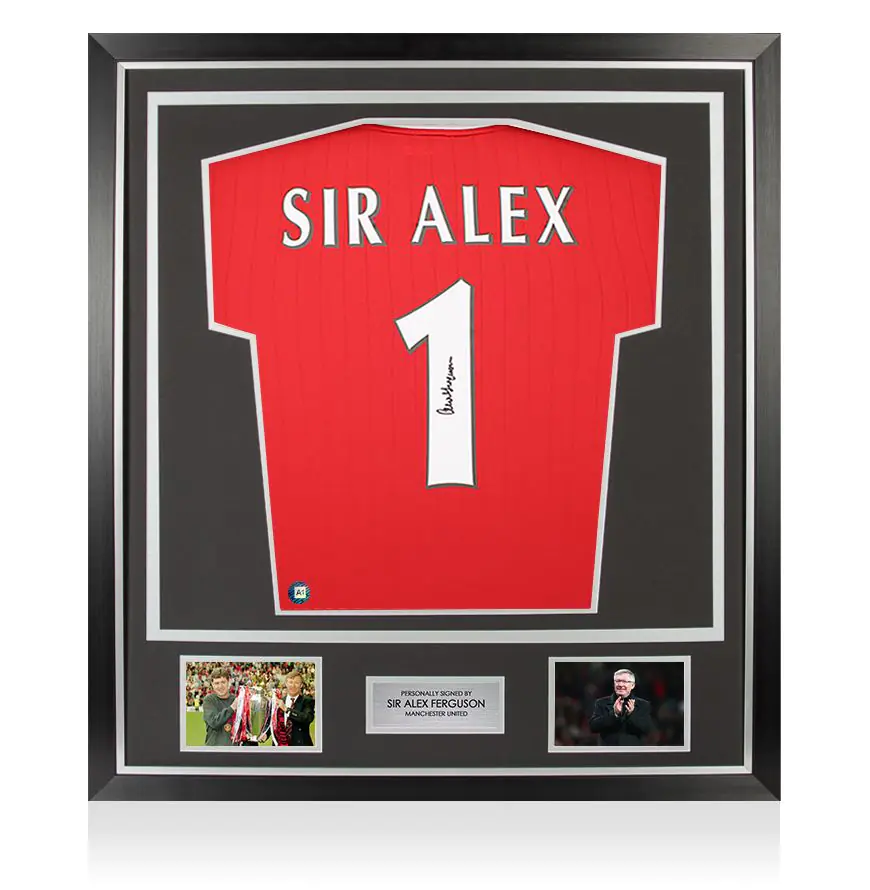 Framed Sir Alex Ferguson Signed Manchester United Shirt - Premium