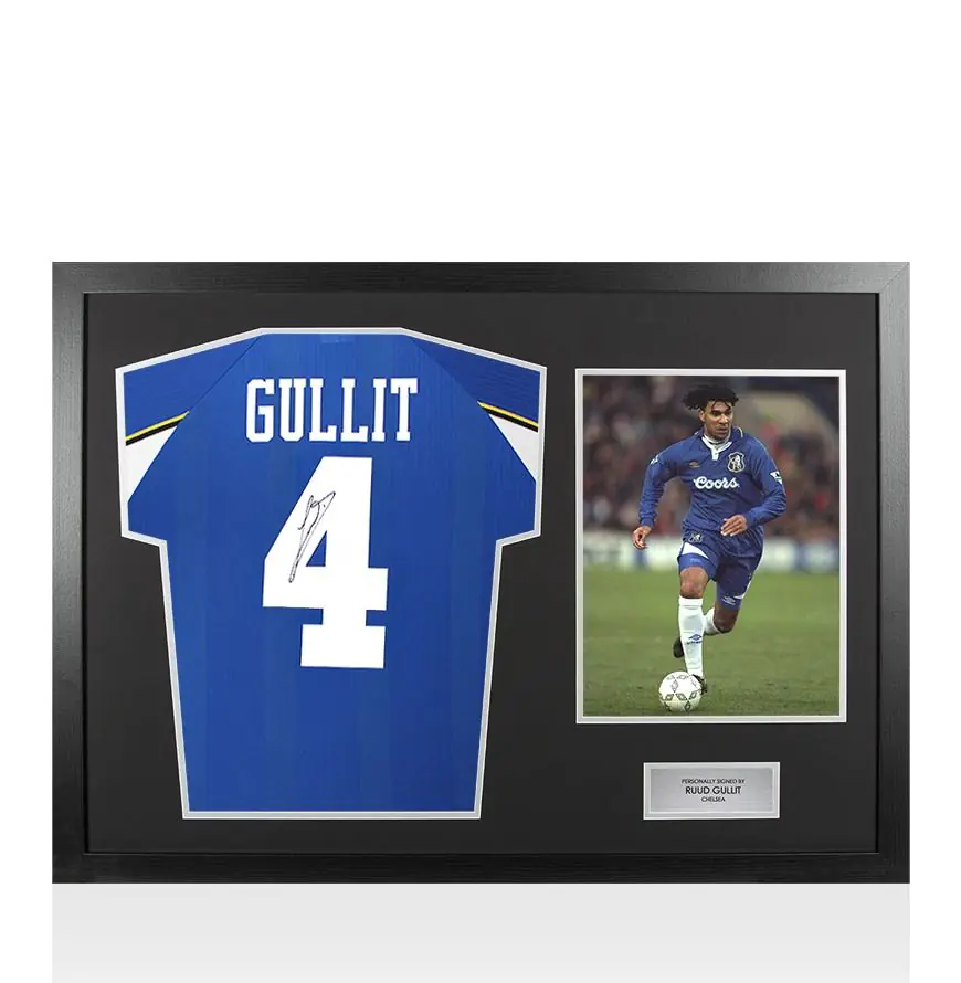 Framed Ruud Gullit Signed Chelsea Shirt: 1998-99 - Panoramic