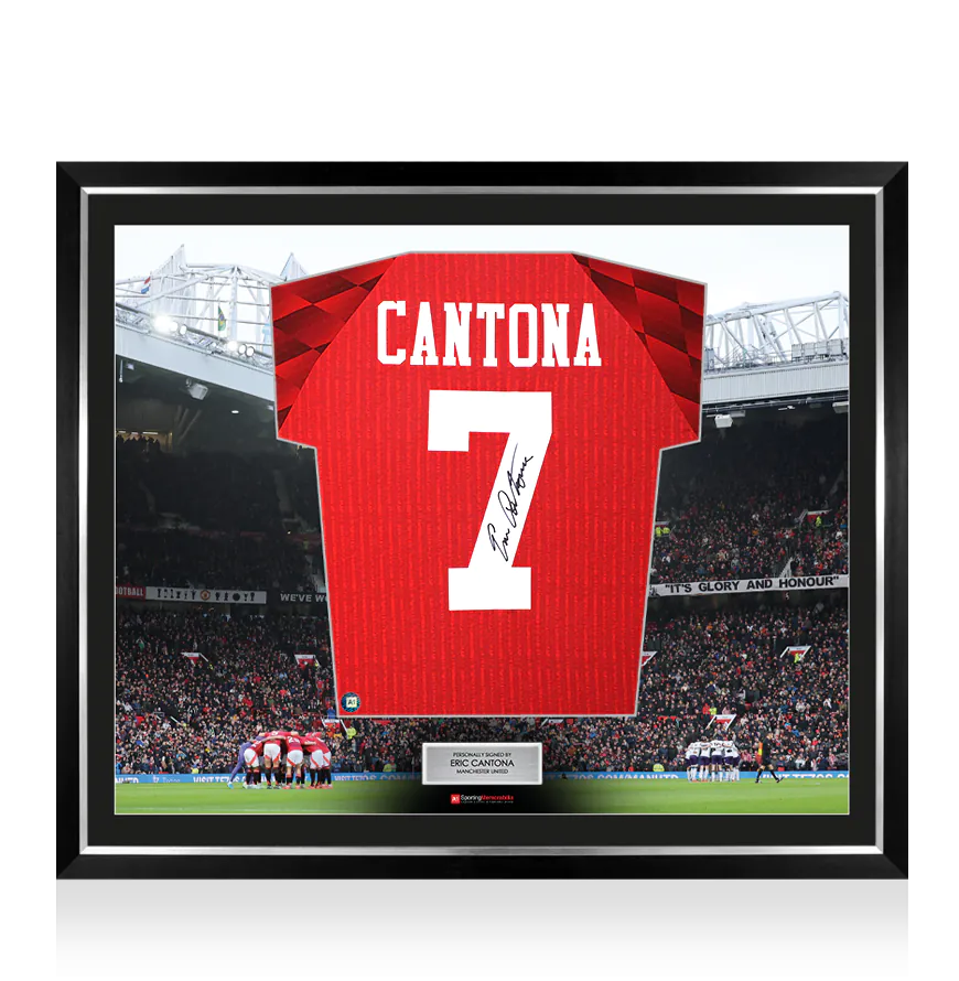 Framed Eric Cantona Signed Manchester United Shirt: Home, 1996-97