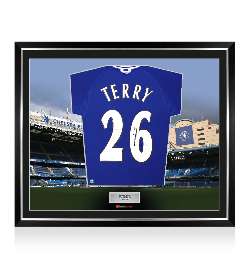 Framed John Terry Signed Chelsea Shirt: Home, 2000-01