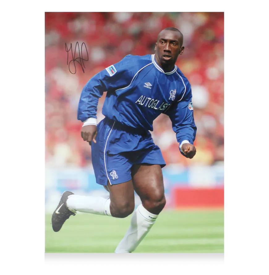 Jimmy Floyd Hasselbaink Signed Chelsea Photo - Genuine Signed