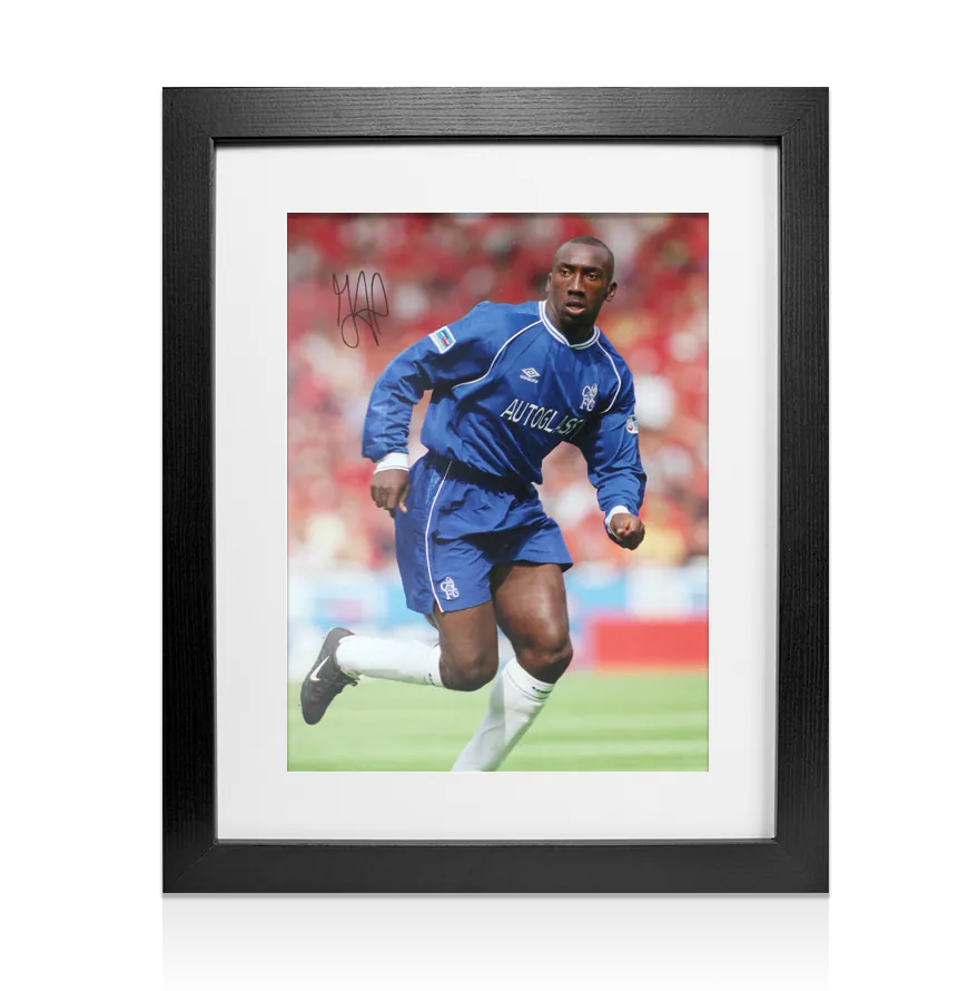 Framed Jimmy Floyd Hasselbaink Signed Chelsea Photo - Genuine